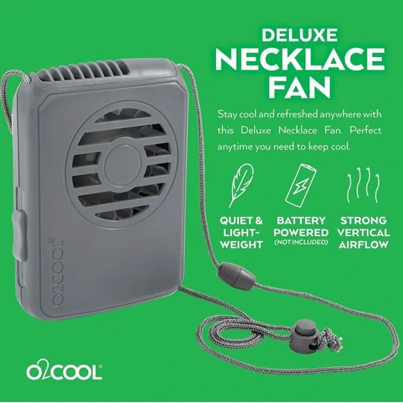 O2Cool Battery Powered Deluxe Necklace Fan in Gray - Picture 7 of 9